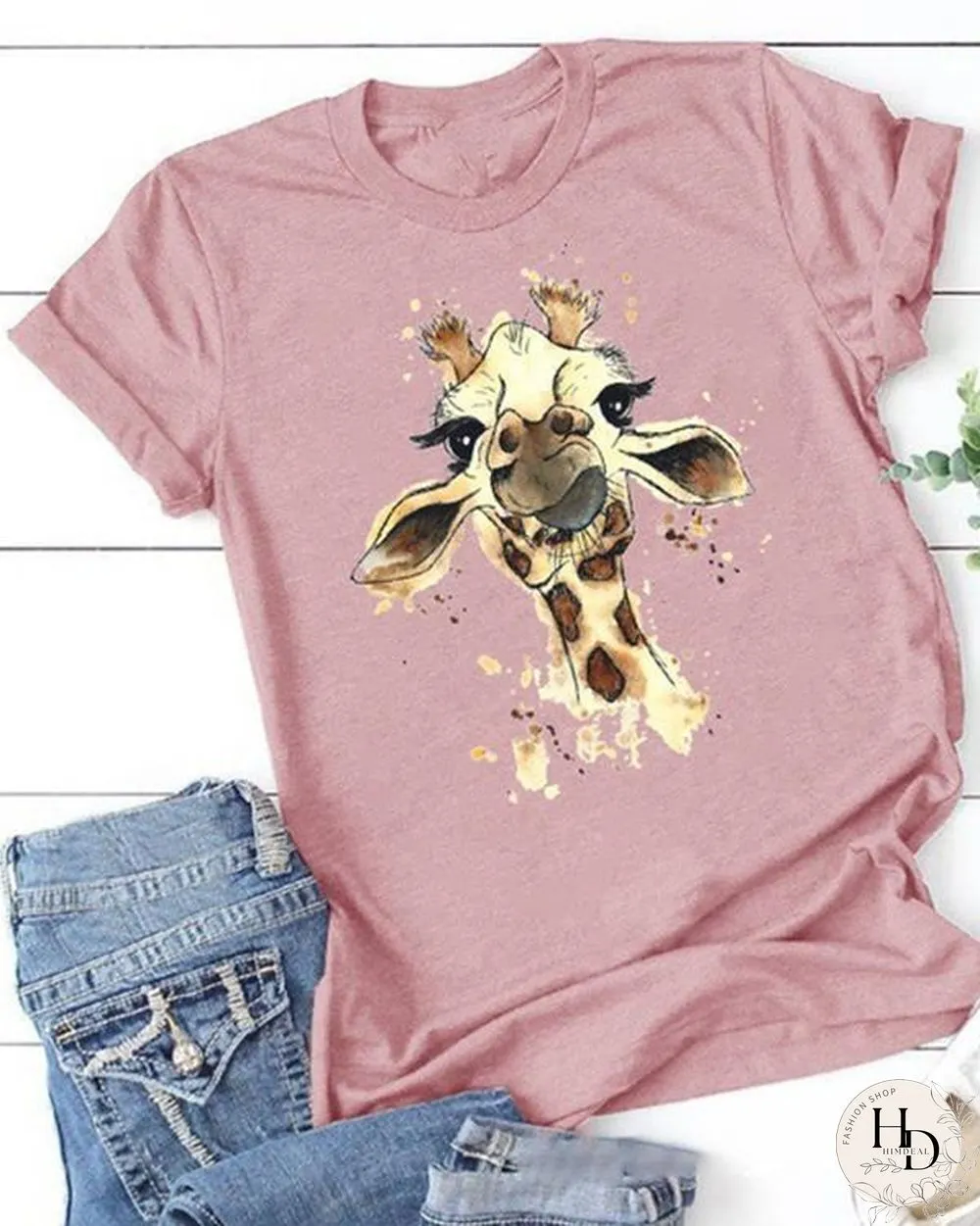The Giraffe Printing Short Sleeve T-shirt