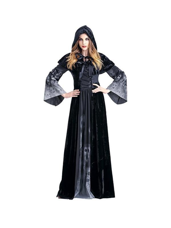 Halloween Costumes Vampire Witch Costume Black Maxi Dress