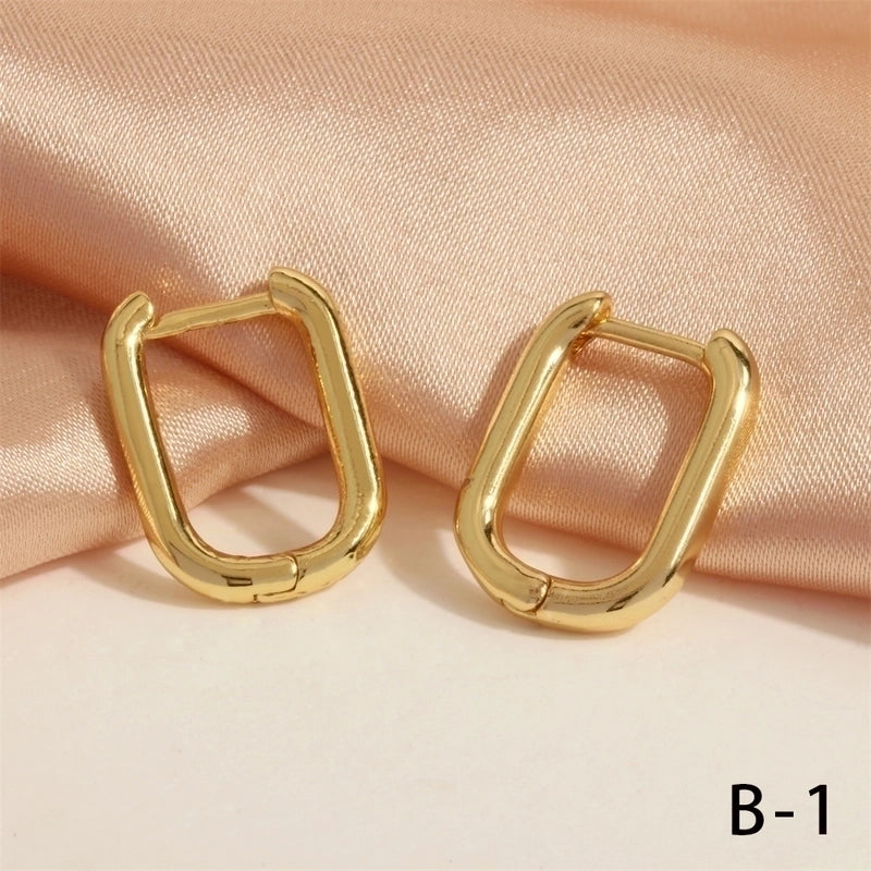1 Pair Minimalist U Shape Round Plating Copper 18k Gold Plated Hoop Earrings