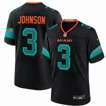 Men's Miami Dolphins #3 Chris Johnson Black 2026 NFL Draft Game Jersey