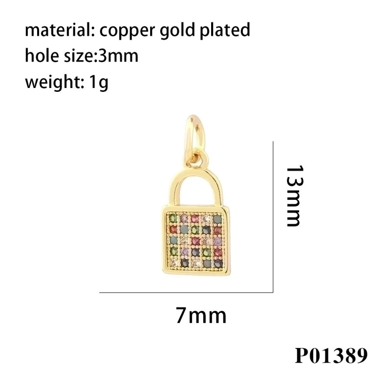 Minimalist Tree Heart Shape Eye Copper Plating Inlay Zircon 18k Gold Plated Charms