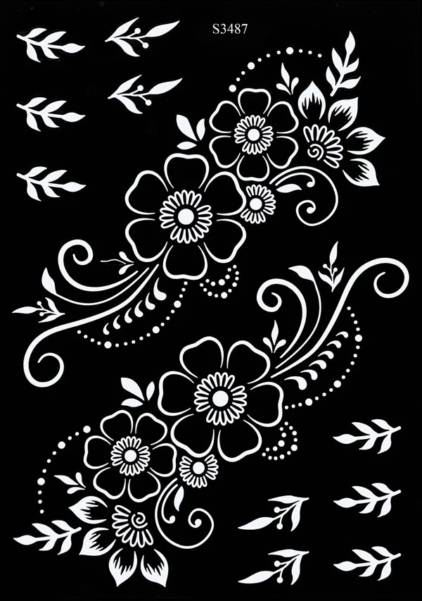 Sdrawing Drawing Henna Template for Hand Henna Tattoo Stencil Flower Tattoo Design for Women Wedding Festival Party Tatoo Tools