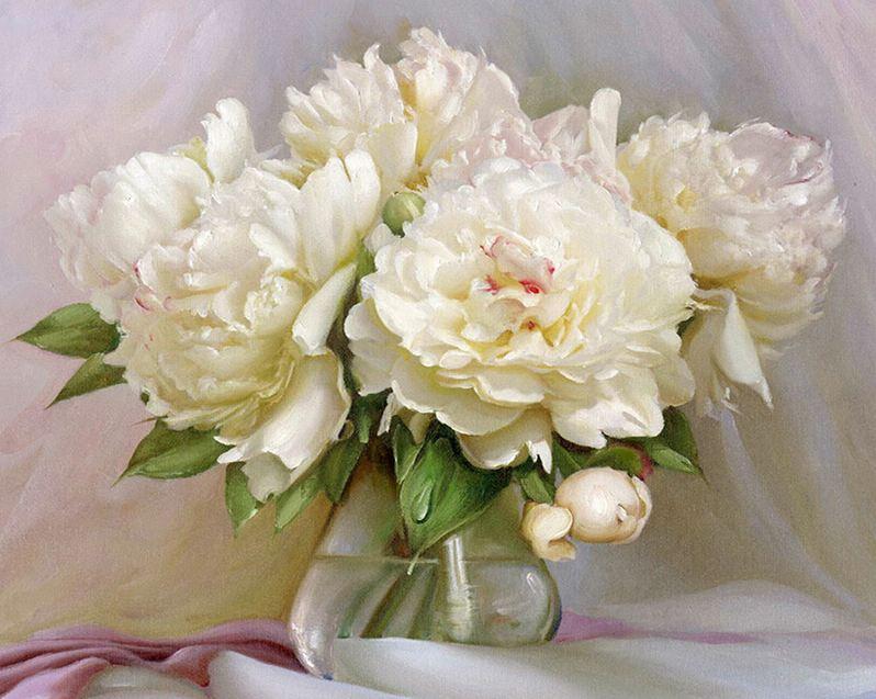 

White Flowers in a Vase – Paint By Numbers - 40*50CM, 501 Original