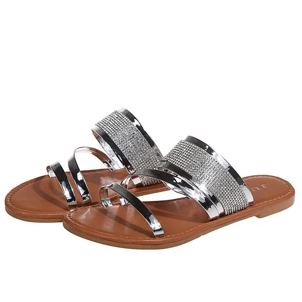 Summer Women's Fashion Flat Sandals Bright Casual Beach Slippers Plus Size 35-43