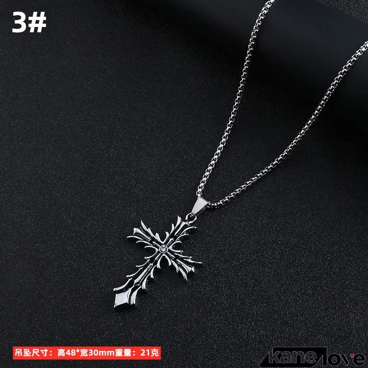 Men Vintage Gothic Cross Stainless Steel Pendant Necklace