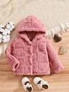 Kid Baby Girl Heart Pattern Fleece Hooded Jacket Warm Thickened Coat