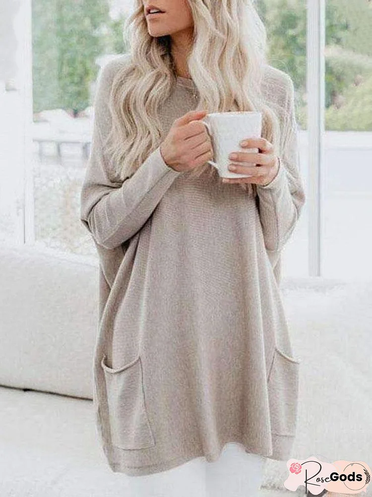 Casual Loose Knit Comfortable Long Sleeve Dress