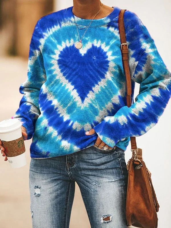 Women's Heart Tie Dye Casual Sweatshirt