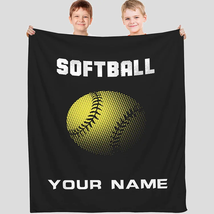 Personalized Softball Blanket for Comfort & Unique| BKKid176