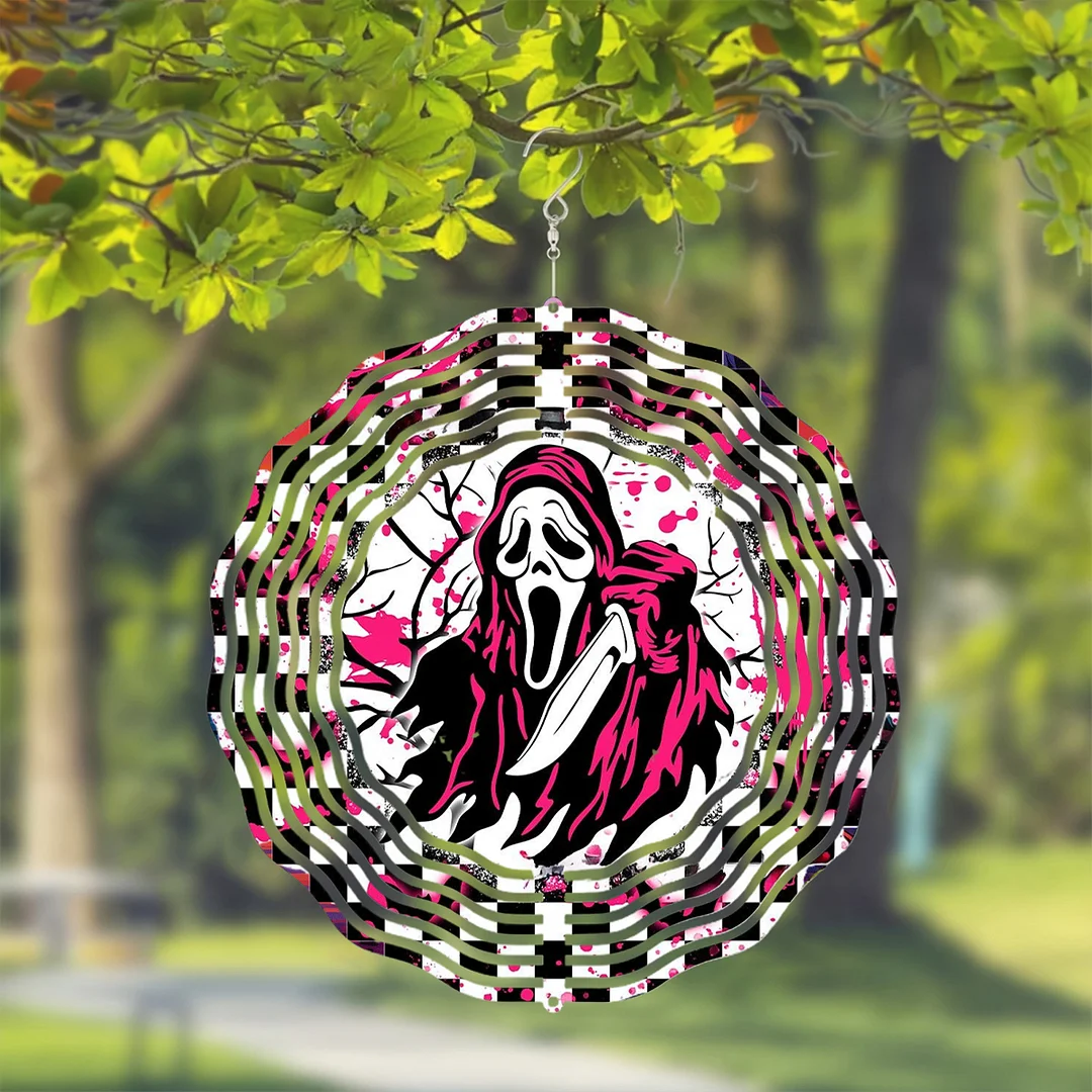 3D Hanging Wind Spinner 360 Degree Rotating 10-Inch Garden Wind Spinners Hanging Wind Catcher Art Gift for Home Garden Halloween Christmas (witch)
