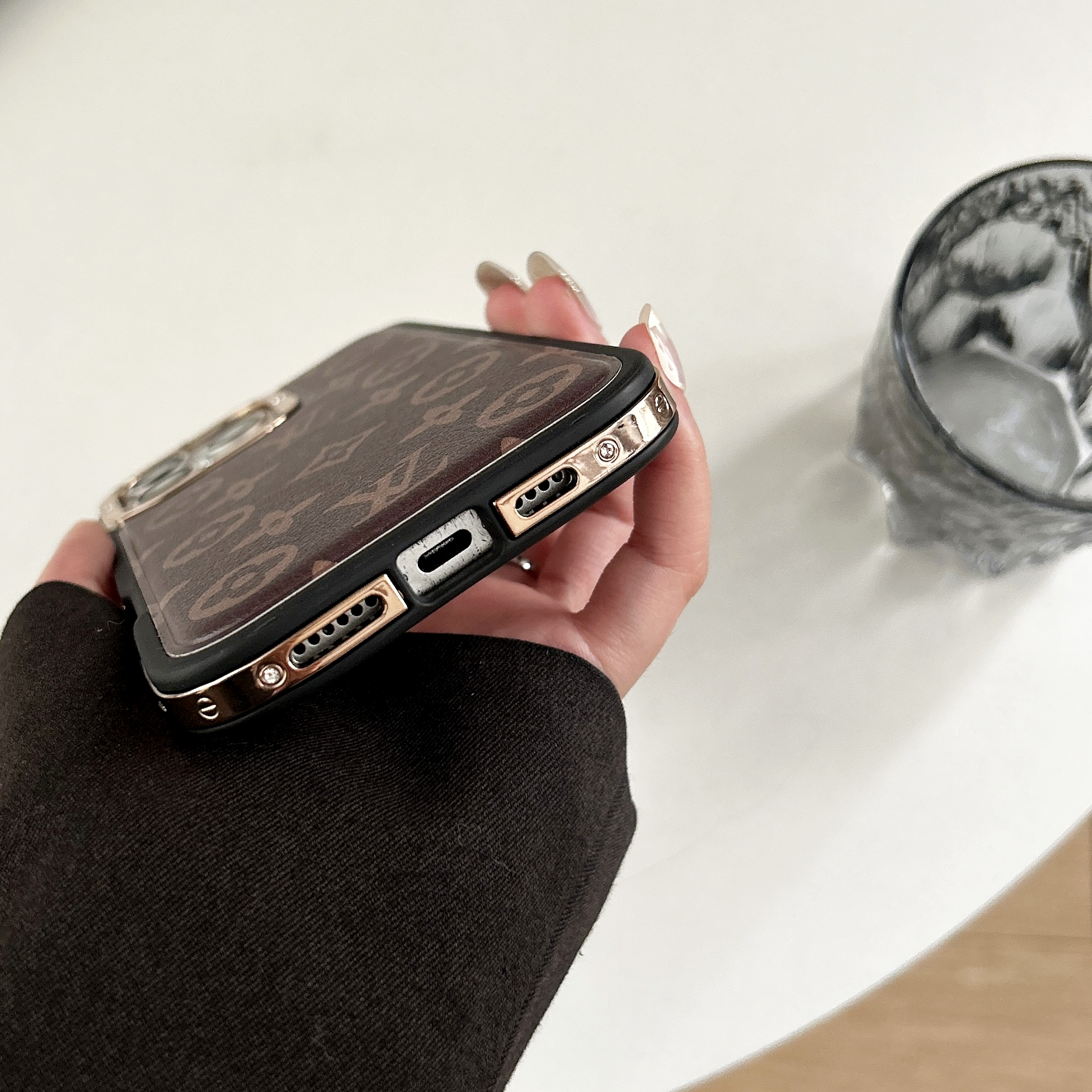 Classic Louis Vuitton Monogram Canvas and Leather Drop Protection Phone Case