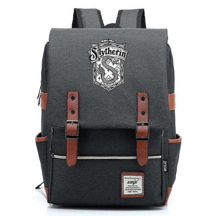 Mayoulove Harry Potter Slytherin Canvas Travel Backpack School Bag-Mayoulove
