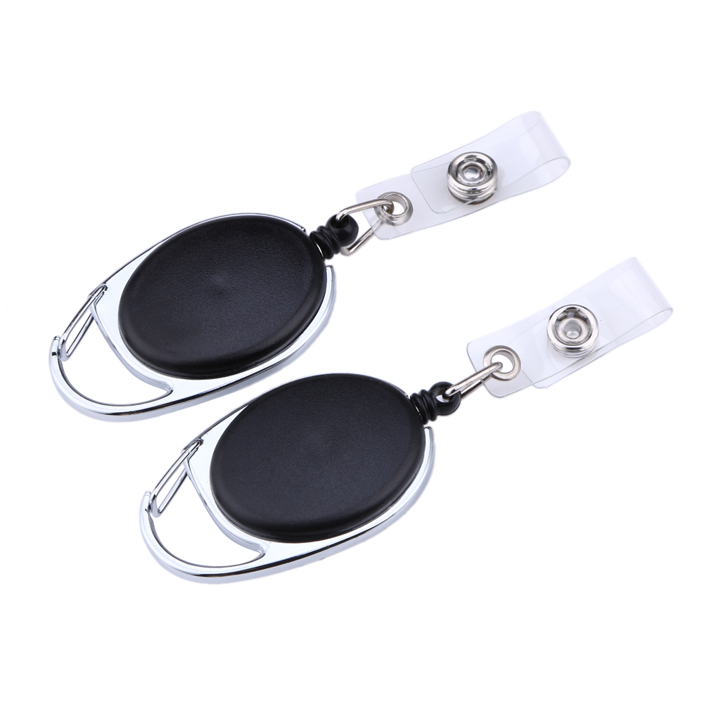 

2X Black Retractable Pull Key Ring Chain Reel Id Lanyard Name Tag Card Hold, 501 Original