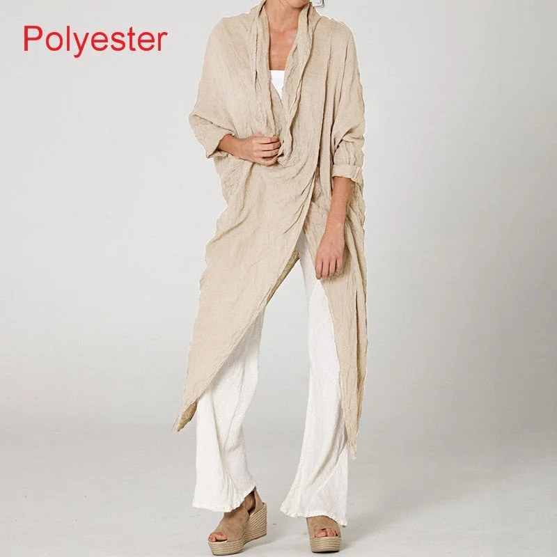 Celmia Women Tops Vintage Solid Blouses 2022 Summer Fashion Long Shirts Casual Cowl Neck Long Sleeve Asymmetrical Party Blusas