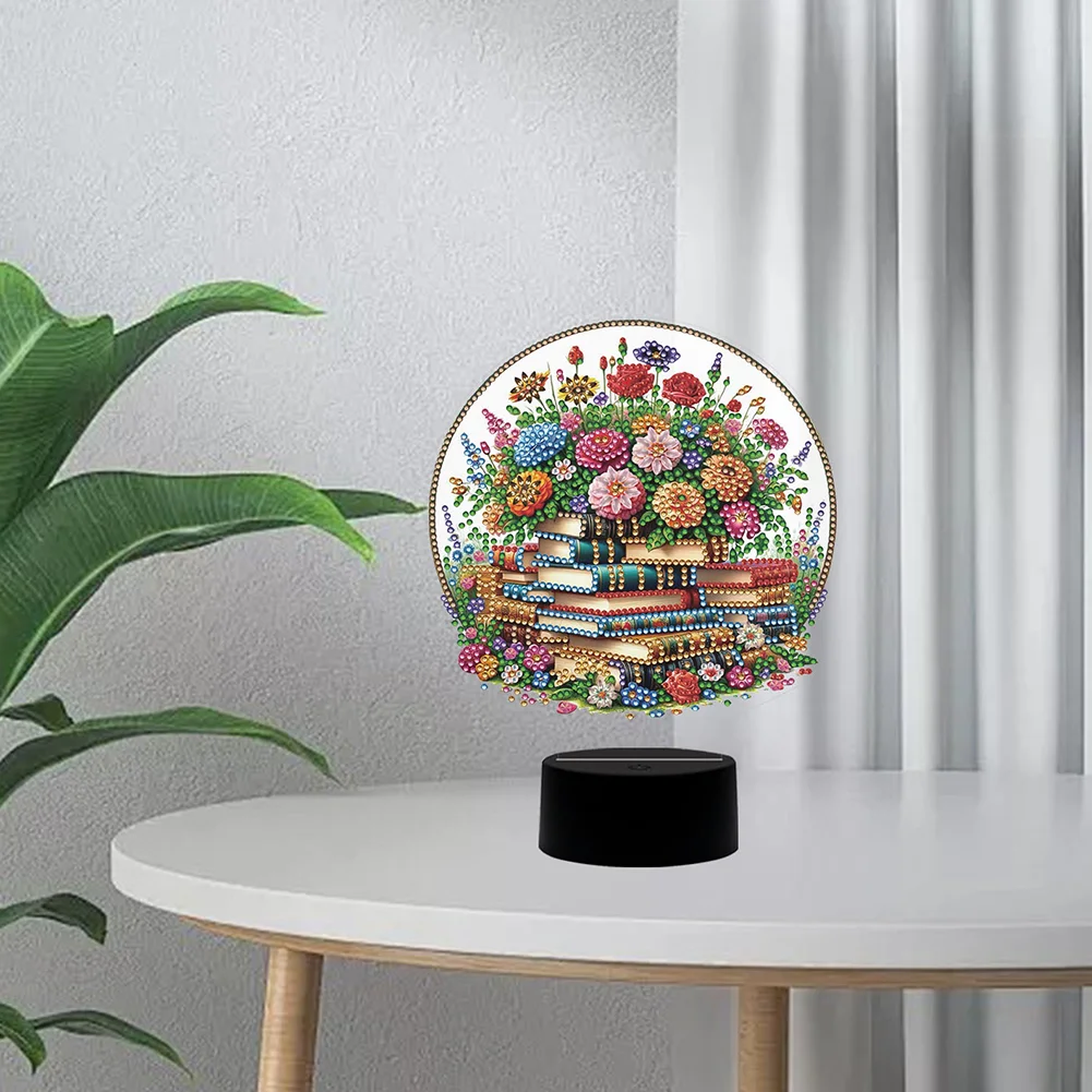 5D DIY Flower Book Diamond Painting Night Light Diamond Art Lamp Home Decor