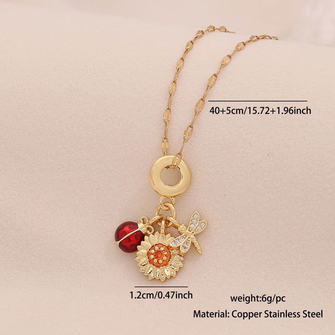 Diamond-Studded Four-Leaf Clover Pendant Color-Preserving Diy Necklace Fashion Love Daisy N1523