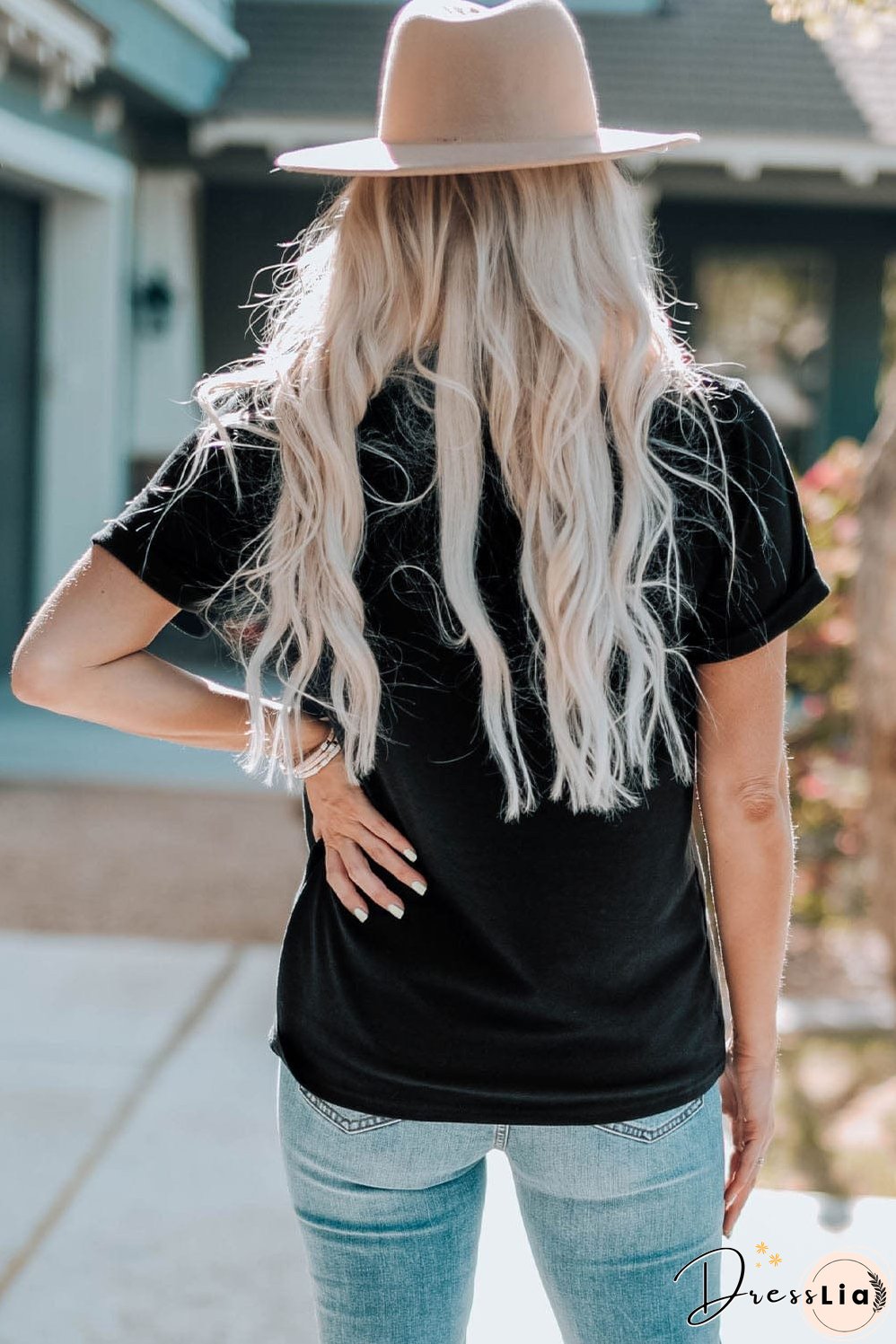 Black and Leopard Print XOXO T-Shirt, Casual Wear