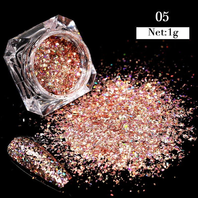 1 Box Iridescent Nail Powder Silver Black Colorful Glitter Sequins Gel Polish Flakes Nail Art Decoration For Manicure Pigment-Nail Inspo