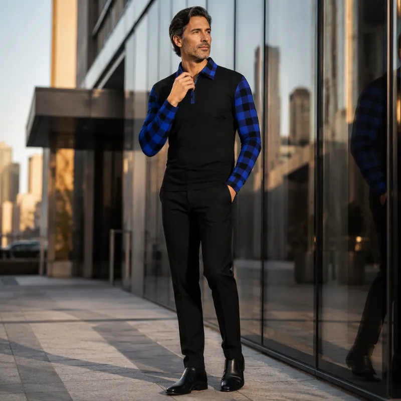 Contrast plaid detail
