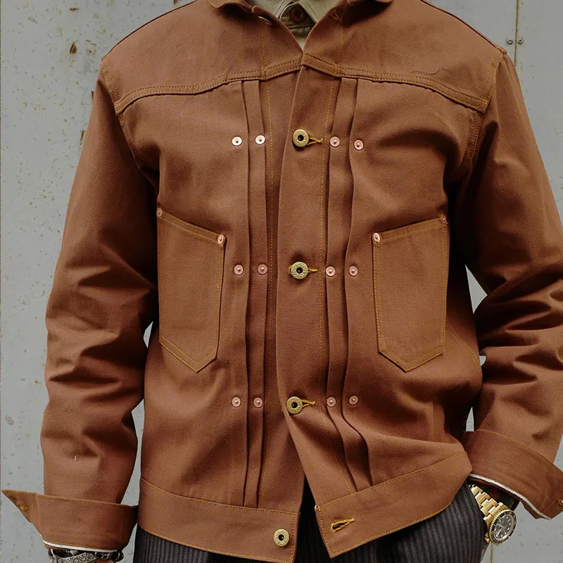 1800's Heavy Brown Denim Double Pleat Jacket