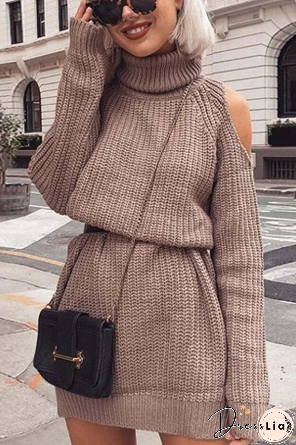 High Collar Dew Shoulder Sweater
