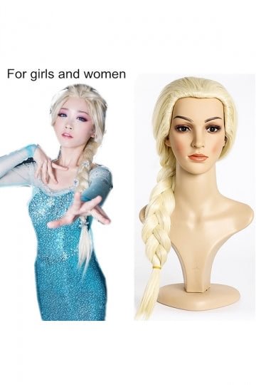 Fashion Frozen Elsa Wigs For Halloween Party Cosplay Gold-elleschic