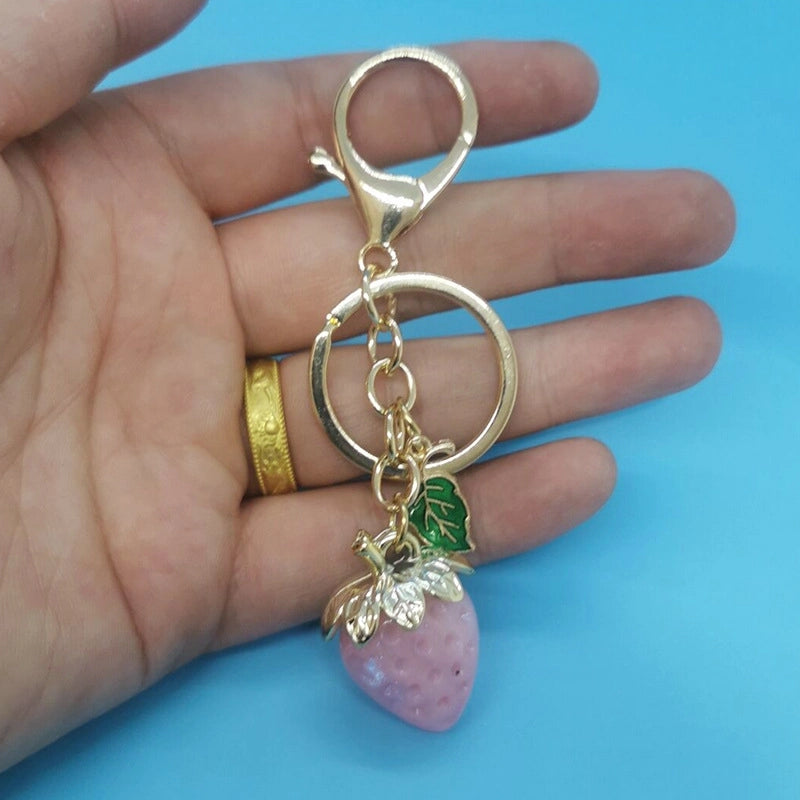 Pastoral Strawberry Alloy Resin Keychain
