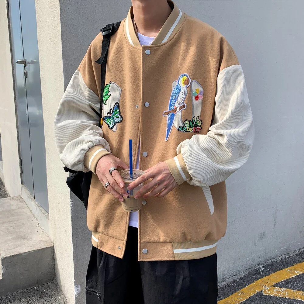 Aonga Men Patchwork Streetwear Bomber Jackets 2023 Autumn Mens Korean Fashions Windbreaker Harajuku Hip Hop Jackets Coats