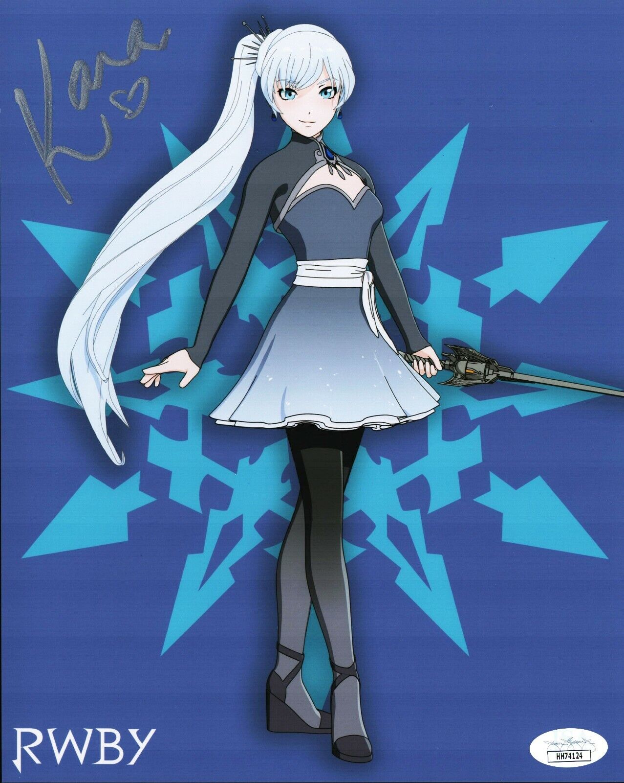 Kara Eberle RWBY Weiss Schnee Signed Autographed 8x10 Photo Poster painting JSA Certified COA