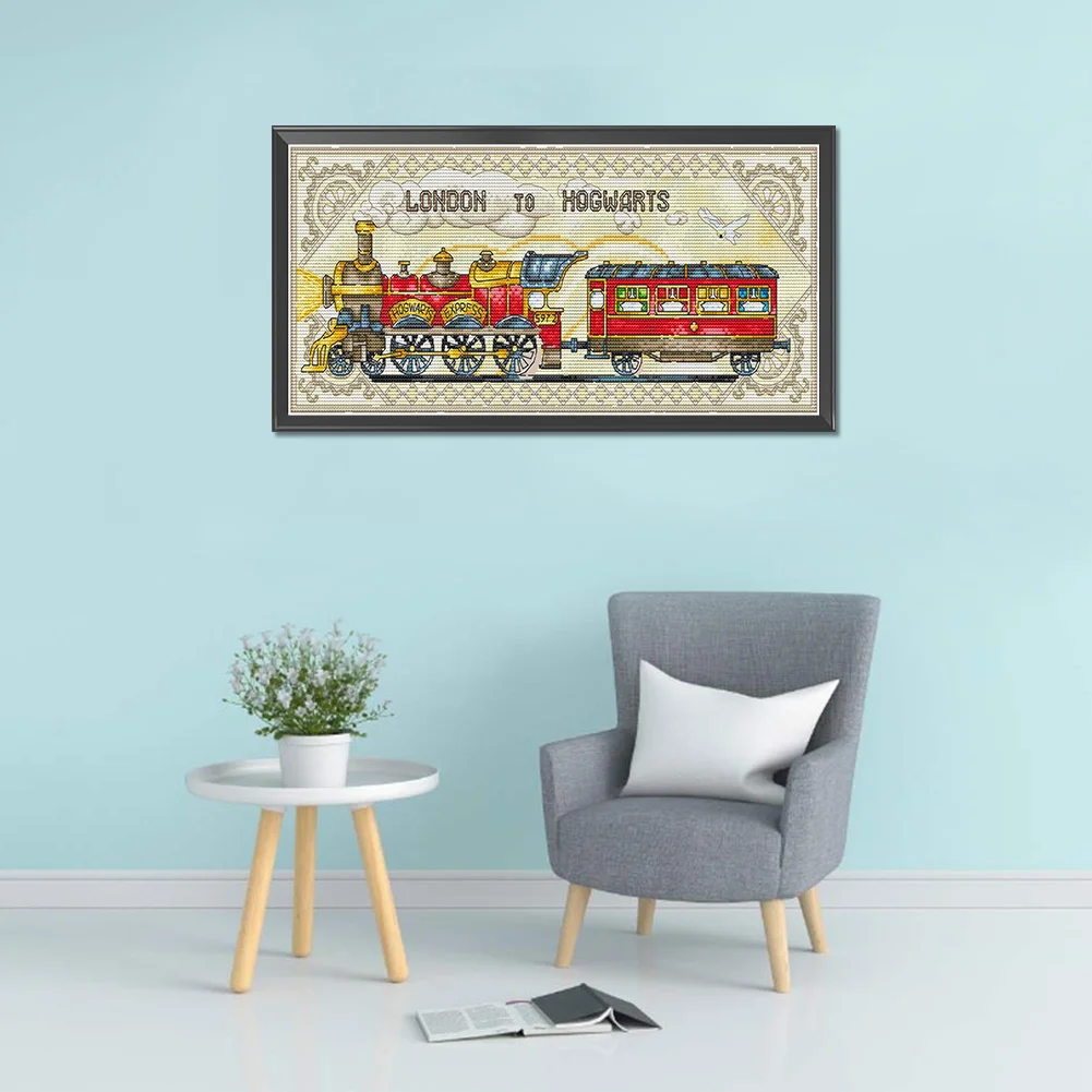 Full Counted Cross Stitch 14CT - London to Hogwarts(44*19cm)