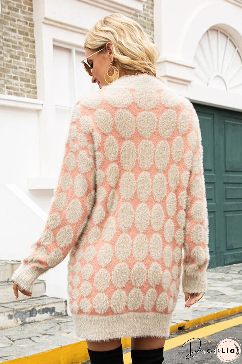 Geometric Open Front Fuzzy Cardigan