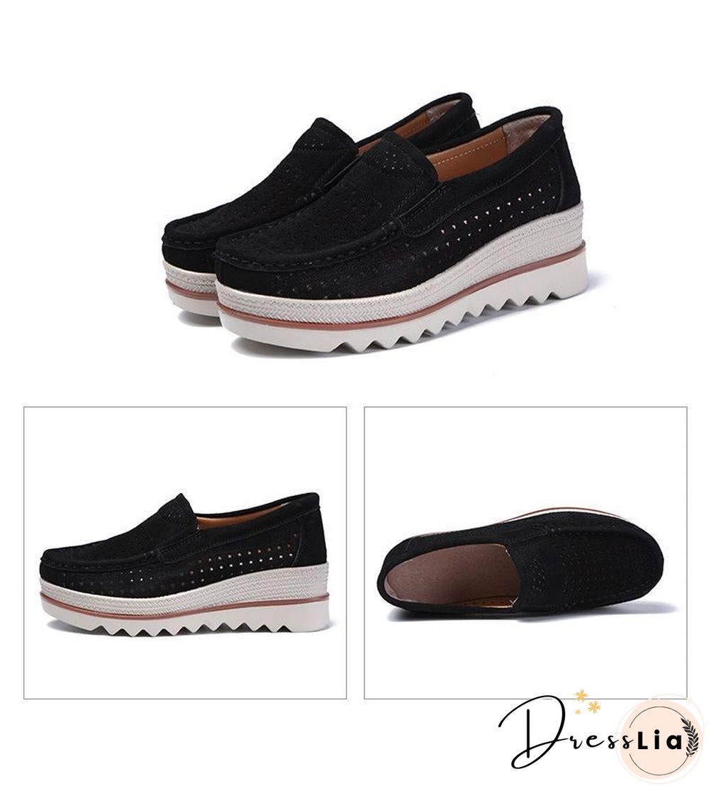 Women Shoes Platform Sneakers Slip on Flats Loafers Moccasins Hollow Out Casual Shoes