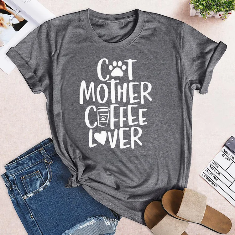 Cat Mother Coffee Lover T-shirt Tee - 01120-Annaletters