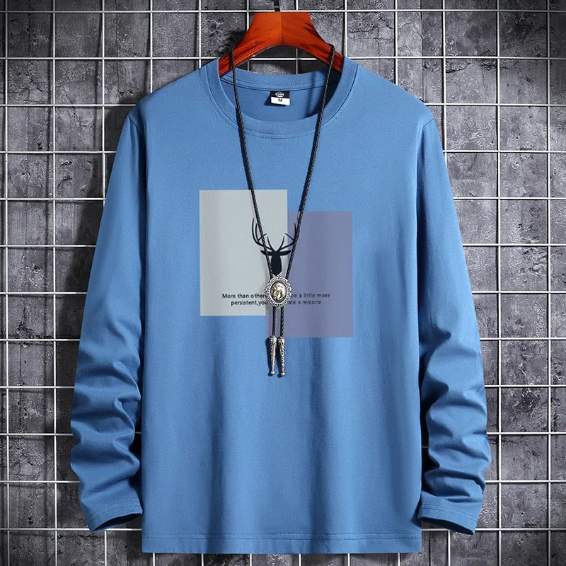 Long sleeve t-shirt men's Pure Cotton autumn and winter new fashion brand T-shirt bottom Shirt Large Men's T-shirt autumn top