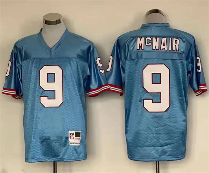 Men's Tennessee Oilers Steve McNair #9 Light Blue Legacy Replica Jersey