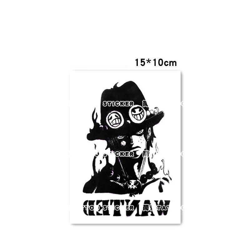 New Ace Luffy White Beard Zoro Temporary Fake Tattoo Stickers Waterproof Men and Women Long-lasting Flower Arm Tattoos