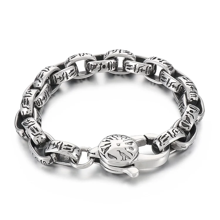 925 Silver Ancient Egyptian Pharaoh Pattern Bracelet