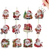 (US Local)12Pcs Christmas Diamond Painting Keychain Rhinestone Painting Keychain Pendant