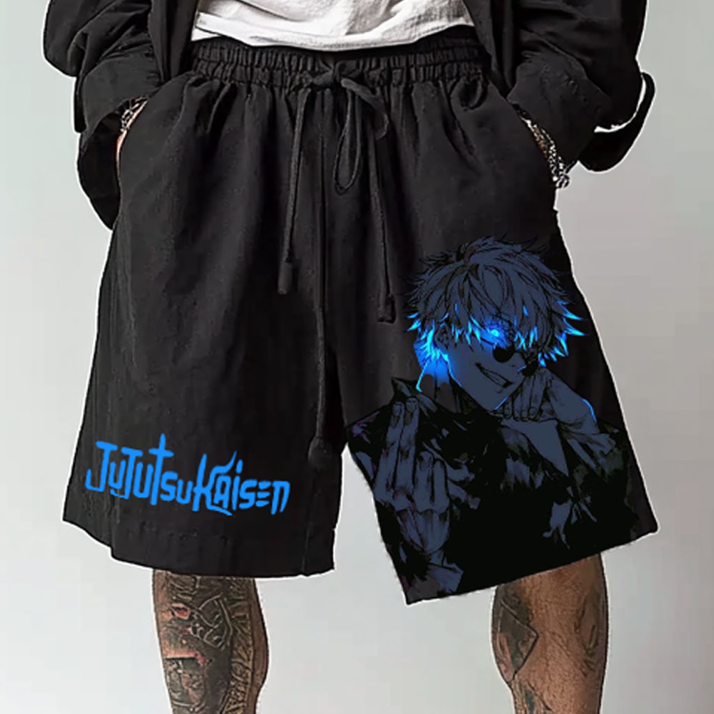Summer Battle Curse Anime Logo Printed Casual Loose Shorts / TECHWEAR CLUB / Techwear