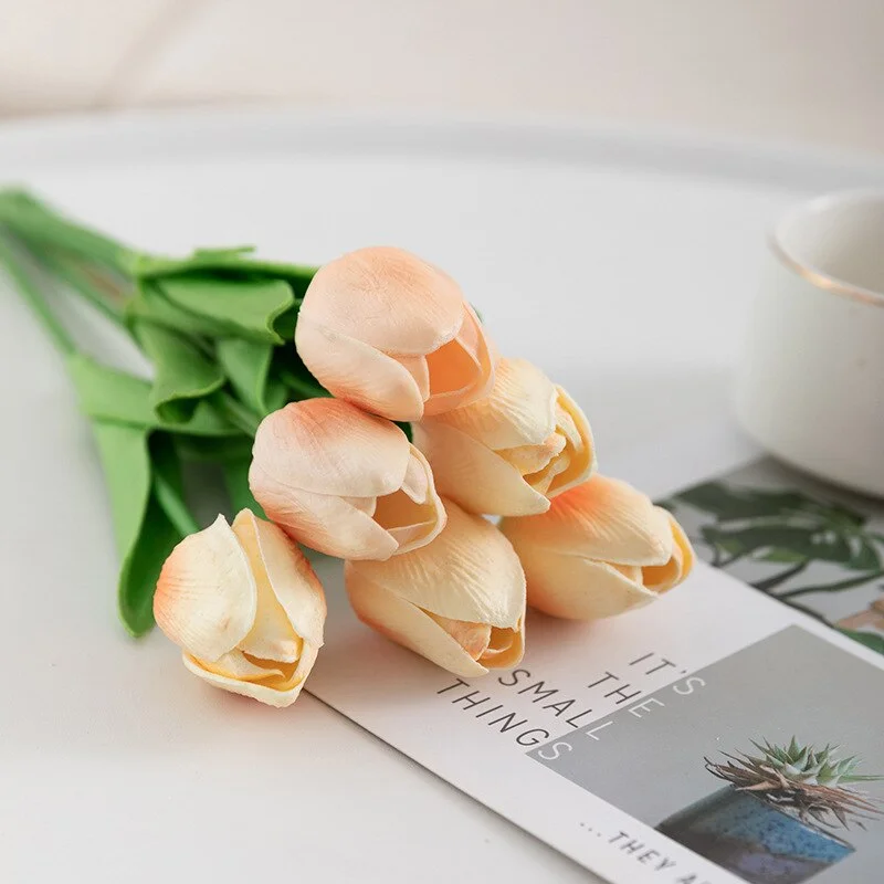 10PCS Tulip Artificial Flowers Real Touch Party Valentine's Day Artificial Bouquet Garden Home Wedding Decoration Fack Flower