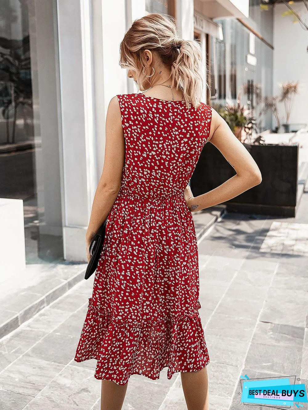 Women's Summer Small Crushed Flower V-Neck Dress