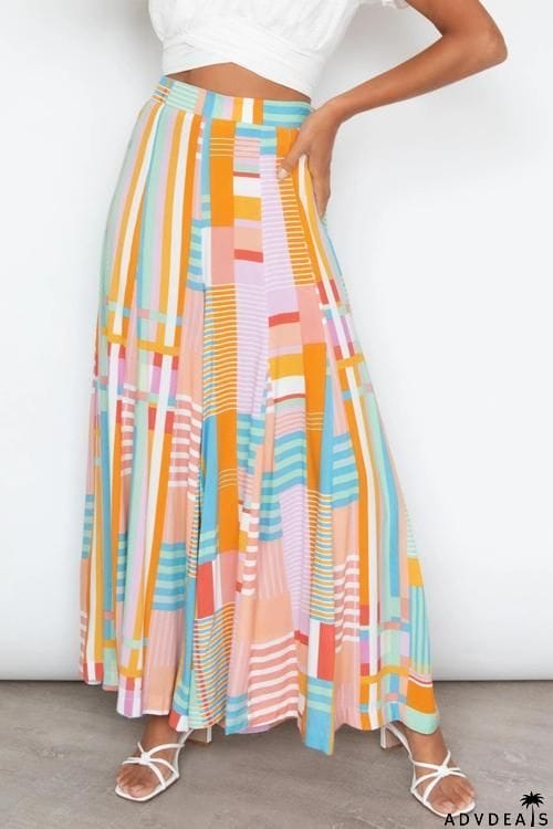 Geometry Print Wide Leg Pants
