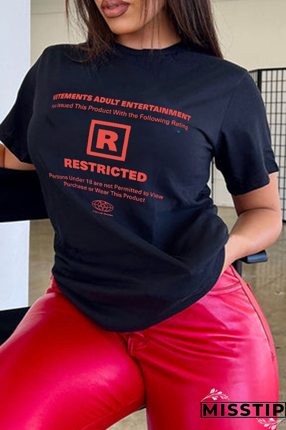 Black Street Daily Print Letter O Neck T-Shirts