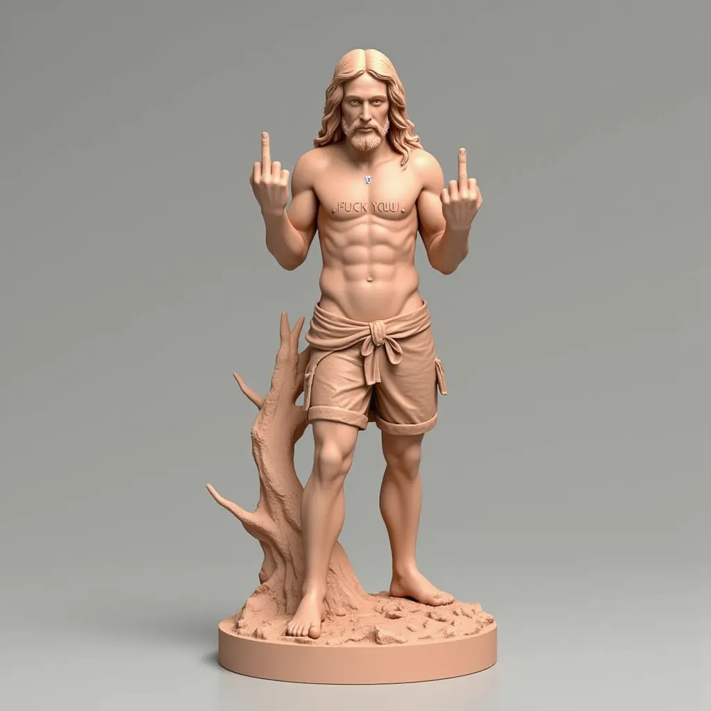 Jesus Statue with Attitude – Flipping the Bird!