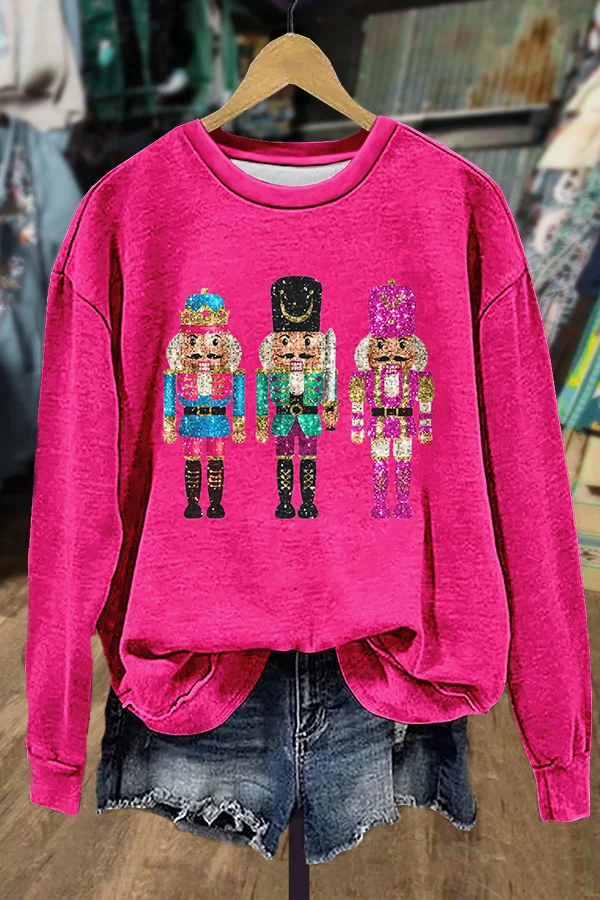 Nutcracker Print Christmas Sweatshirt