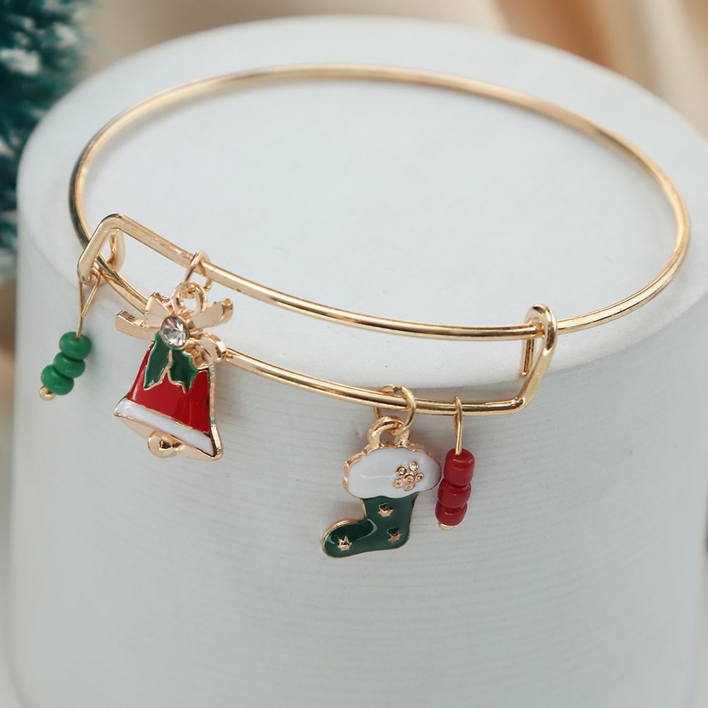 diy christmas snowflake bell christmas tree pendant bracelet