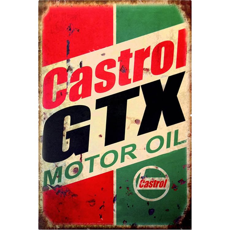 Motos Castrol GTX - Enseigne Vintage Métallique/Enseignes en bois - 20*30cm/30*40cm