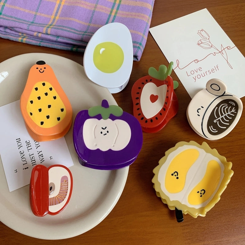 Cute Women's 1605 Coffee Fruit Strawberry Acetic Acid Sheets Hair Claws