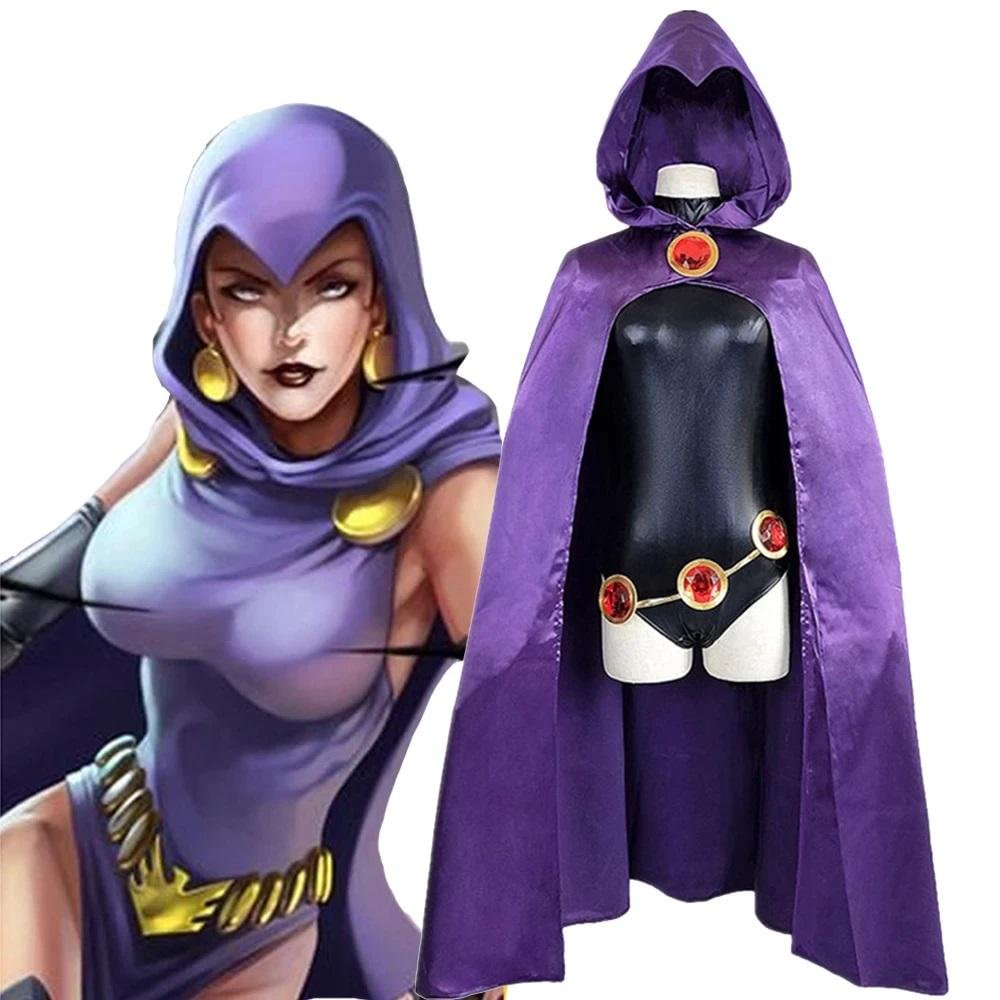Raven New Teen Titans Maillot And Cloak Costume Kit Halloween Costume Party Props