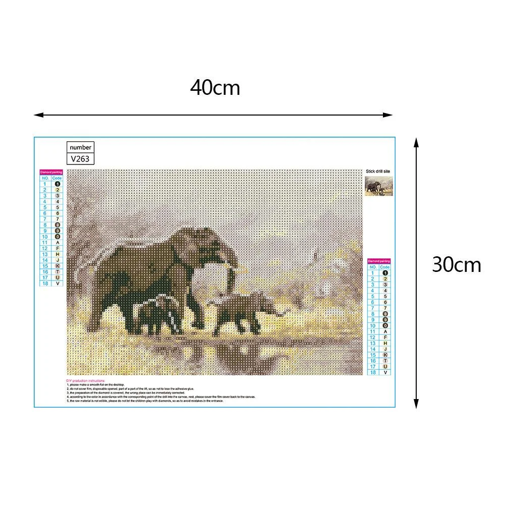 Diamond Painting - Full Round Drill - Elephants(40*30cm)